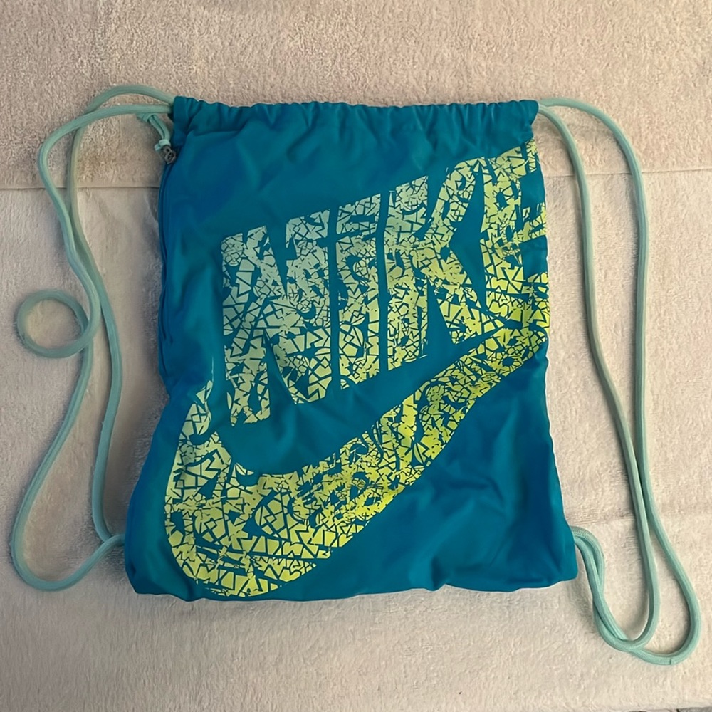 Turquoise blue Nike drawstring bag